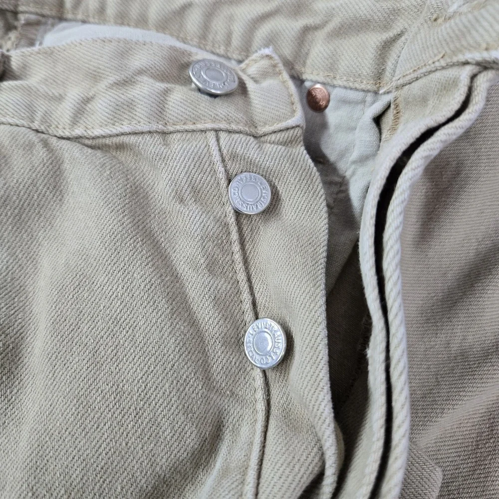 VINTAGE Levi's 501 Men Jeans 36X32 Khaki Original Fit Straight Twill 24